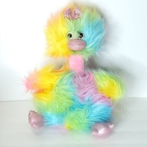 Dodo Bird Tutti Frutti Rainbow Bird Plush Stuffed Animal 13&quot; Blue Glitter Bow - £18.19 GBP