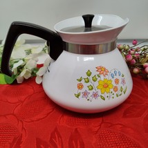 Vintage Corning Ware Wildflowers 6 Cups Coffee Tea Pot P-104 with Lid Made USA - $22.98