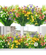 12 Bundles Artificial Flowers for Outdoors UV Resistant Fake Outdoor Flo... - £24.40 GBP