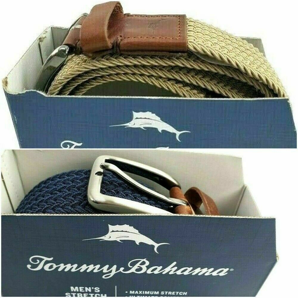 Tommy Bahama Men's Casual Fabric Belt, Navy Casual, Medium (34-36