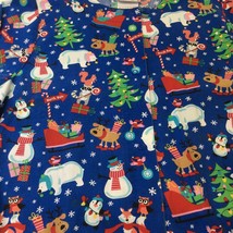 UA Scrub Top Christmas Size S Scrubs Blue Sleigh Trees Snowman Cotton Blend LS - £11.83 GBP