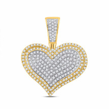 10kt Yellow Gold Mens Round Diamond Heart Charm Pendant 3/4 Cttw - £599.16 GBP