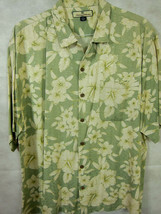 GORGEOUS Tommy Bahama Pale Green With White Flowers100% Silk Hawaiian Shirt XL - £26.90 GBP