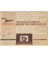 Zenith TV Electronics catalog 1981/1982 and warranty (TV not included) - $15.00