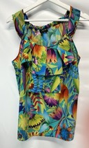 Spense Colorful Tropical Floral Sleeveless Popover Blouse Summer Vacatio... - £17.89 GBP