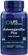 Ashwagandha Plus Calm And Focus Stress Extract 60 Capsule Life Extension - £17.33 GBP