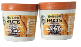 2 Pack Garnier Fructis Damage Repairing Papaya Hair Treat 3 In 1 Hair Mask 3.4oz - £17.29 GBP