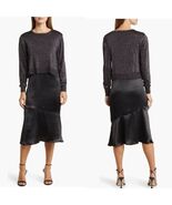 Sam Edelman Satin Slipdress Metallic Sparkle Boat Neck Sweater, Black, 1... - €101,98 EUR