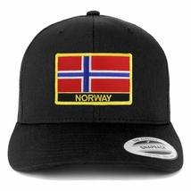 Trendy Apparel Shop Flexfit XXL Norway Flag Retro Trucker Mesh Cap - Black - £21.57 GBP