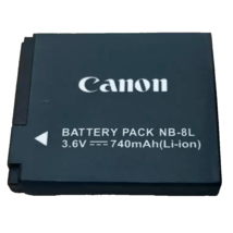 Canon NB-8L Rechargeable Lithium-Ion Battery Pack (3.6V, 740mAh) - £13.33 GBP