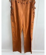 VINTAGE 70s WOMENS NATIVE AMERICAN LEATHER PANTS BEADED HANDMADE - $70.64 CAD