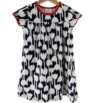 Hanna Andersson Girls Tulip Print Dress Navy/White Red Cotton 6/7 (120) - $19.20