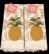 Dish Towels Pineapple Welcome Set of 2 Kitchen Summer Beach House Tropical - £15.58 GBP