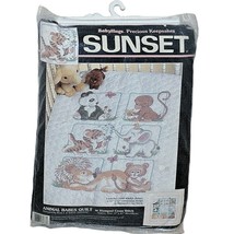 Sunset Animal Babes 1996 Cross Stitch Baby Quilt Kit Ruth &amp; Bill Morehead 13083 - £42.99 GBP