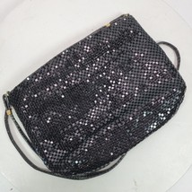 Vintage 1980s Black Metal Chain Crossbody Purse 9x6x2 Inch Japan - $27.12