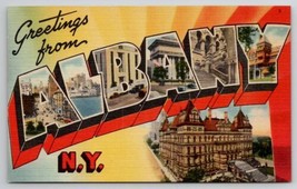 Large Letter Greeting Albany New York Scenic View Postcard G24 - £4.68 GBP