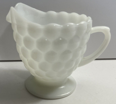 Vintage 1950&#39;s Anchor Hocking White Bubble Milk Glass Creamer - $14.01