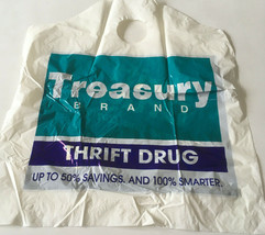 Vintage defunct Thrift drug treasury brand plastic store shopping bag mo... - $19.75