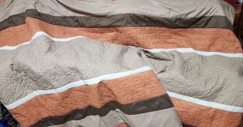 Bryan Keith Only Macys Orange Brown Blanket Bedspread 86x80 Good Condition - $24.99