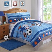 D&amp;H 2 Piece Boys Blue Sports Star Comforter Twin Set, All Over Sport Sta... - £42.44 GBP