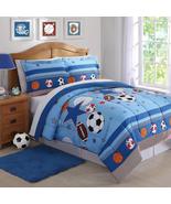 D&amp;H 2 Piece Boys Blue Sports Star Comforter Twin Set, All Over Sport Sta... - $56.42