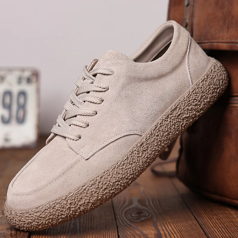 Men genuine Leather Casual Shoes lace up Soft Walking Sneakers Comfortab... - $91.05