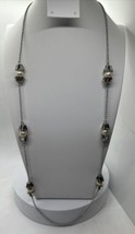 NWT Ann Taylor Silver Tone Pearlized Baguette Delicate Necklace - £13.23 GBP