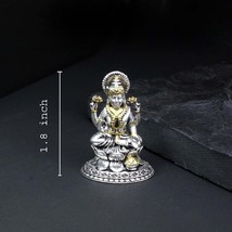 2D 925 Solid Sterling Silver Oxidized Laxmi Statue religious Diwali gift - $80.75