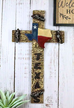 Rustic Western Lone Star Texas State Flag Barbed Wires Faux Wooden Wall ... - $27.99