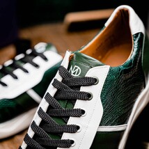 Lyon Genuine Ostrich and Calfskin Fashion Sneaker Green / White image 14