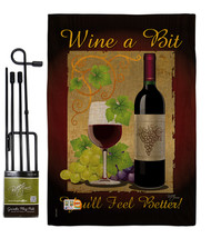Wine a Bit Burlap - Impressions Decorative Metal Garden Pole Flag Set GS117021-D - $33.97