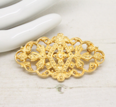 Vintage Signed Kida Celtic Buckle Gold Openwork BROOCH Pin Jewellery - £21.46 GBP