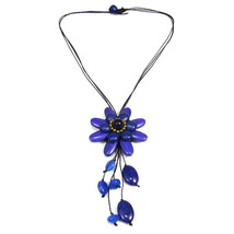 Blue Howlite Sweet Floral Tassel Handmade Necklace - £14.26 GBP