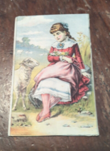 Victorian Sheep Woman Dry Goods, Carpets, Notions Upper Sandusky Ohio Trade Card - £7.23 GBP