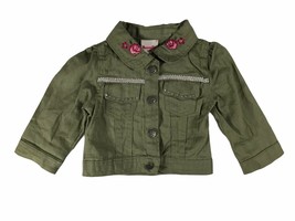 Nannette Kids Toddler Button Up Jacket - Olive Green Floral - Size 12 Months - £7.16 GBP