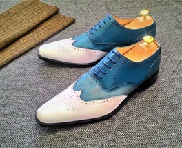 Style Wing Tip Brogues Multi Color Genuine Leather Excelling Luxury Wear Shoes - £109.65 GBP