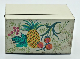 Vintage Design J Chen Metal Recipe Box Recipes Pineapple Fruit n Berries - £10.16 GBP