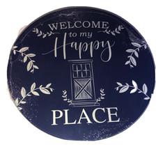 Welcome To My Happy Place-Glass Cutting Board/Trivet 8” Round By Cooking... - $9.78