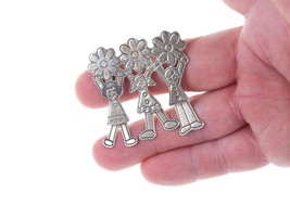 Retro EFS Sterling silver articulating Children brooch pin - $57.17