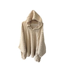 Simple Suzanne Betro Womens Size 2X Pullover Hooded Poncho Jacket Beige Cable Kn - £15.81 GBP