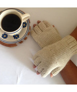 Alpaca Gloves - Soft Warm Fair Trade Hand Knit Fingerless Beige Wool Mit... - £33.96 GBP