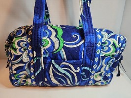 Vintage Vera Bradley Purse Small Travel Bag Mediterranean Blue W/Key Clip - $19.34