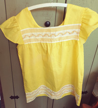 Yellow Embroidered yoke Smock Top Vintage size XS - £6.39 GBP