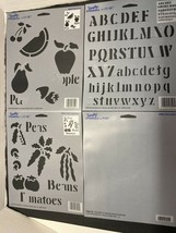 Vintage Simply Stencils by Plaid Fruits Vegetables Alphabet Blank New Lot of 4 - £7.98 GBP