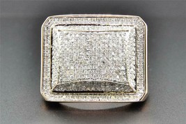 2.20Ct Round Real Moissanite 14K White Gold Plated Men&#39;s Square Pinky Ring - £127.43 GBP