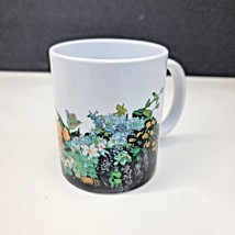 Flower Garden Floral Coffee Mug White Ceramic Garden Flowers - $8.79