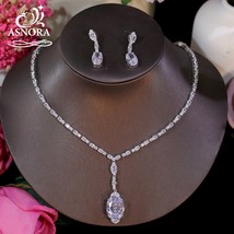 Esign wedding necklace for women bridal jewelry full cubic zirconia big water drop 2pcs thumb200