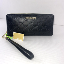 New Michael Kors Large Jet Set Embossed Black Leather Continental  W7 - £118.69 GBP