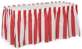 4 Pack Red White Striped Table Skirt Carnival Circus Decorations - £31.42 GBP
