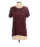 IRO Womens Distressed Linen Short Sleeve T-Shirt Burgundy Size XS - $370.75 MXN